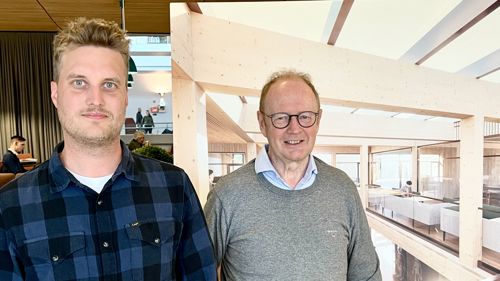 Prosjektleder Henrik Thurmann-Nielsen, Backe Rogaland (t.v), og prosjektleder Knut E. Kismul, fra Høgskulen på Vestlandet.